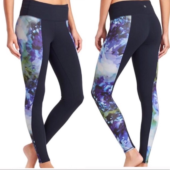 Athleta Pants - Athleta Navy Blue Bloom Chaturanga Leggings Small